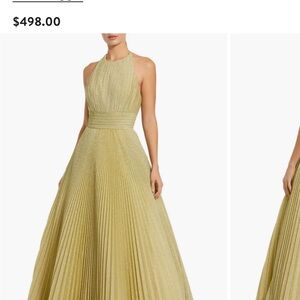 Mac Duggal Elegant Gold Halter Prom Dress